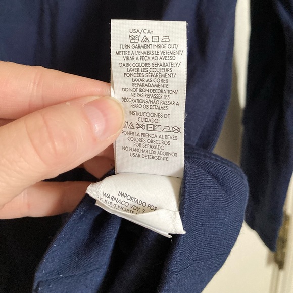 🌞Calvin Klein Navy Beaded Detail on Lower Left Side Long Sleeve Shirt#Gr - Picture 4 of 10